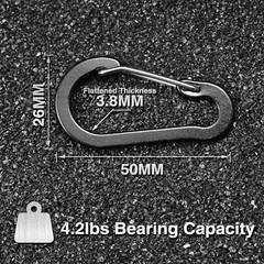 2/10 Mini Carabiner Clips with Key Rings Aluminum D Shape Locking Carabine Key