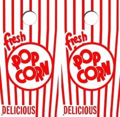 Delicious Fresh Pop Corn Cornhole Board Decal Wrap FREE SQUEEGEE