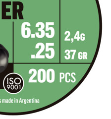 APOLO PUNCHER 200 Count DOMED SLUG Cylindrical 6.35mm .25 Caliber Air Pellets B