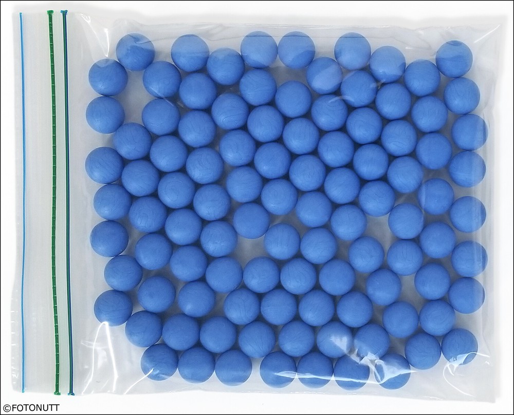 100 Ultra Premium .68 cal Reusable BLUE Rubber Paintless Training paintballs