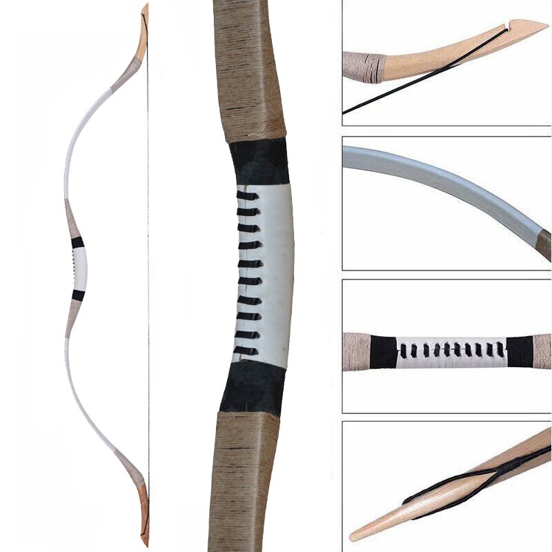 30-65lb Archery Traditional Recurve Bow&Arrow Cowhide Mongolian Horsebow Hunting