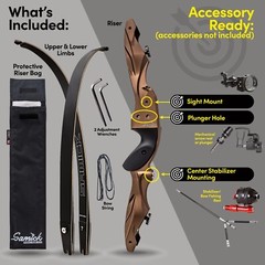SAMICK 64″ Discovery Archery Recurve Bow – ILF CNC Riser – Wood Core Carbon ILF