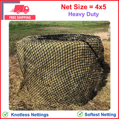 4′ x 5′ Round Bale Feeding Net Slow Feed 2.5″ ‎Hole Size, Durable Knotted Design