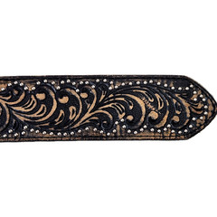 TONY LAMA Studded Leather Belt Sz 36 Swarovski Crystal Buckle Hearts Rhinestones