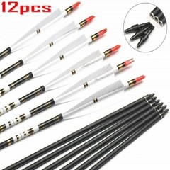 12pcs Archery 30″ Hunting Carbon Arrows Turkey Feathers Shooting Target Practice