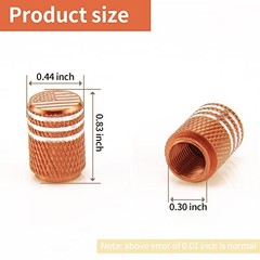 SINGARO American Flag Valve Stem Cap, 12PCS Aluminum Alloy Rubber Sealed Orange