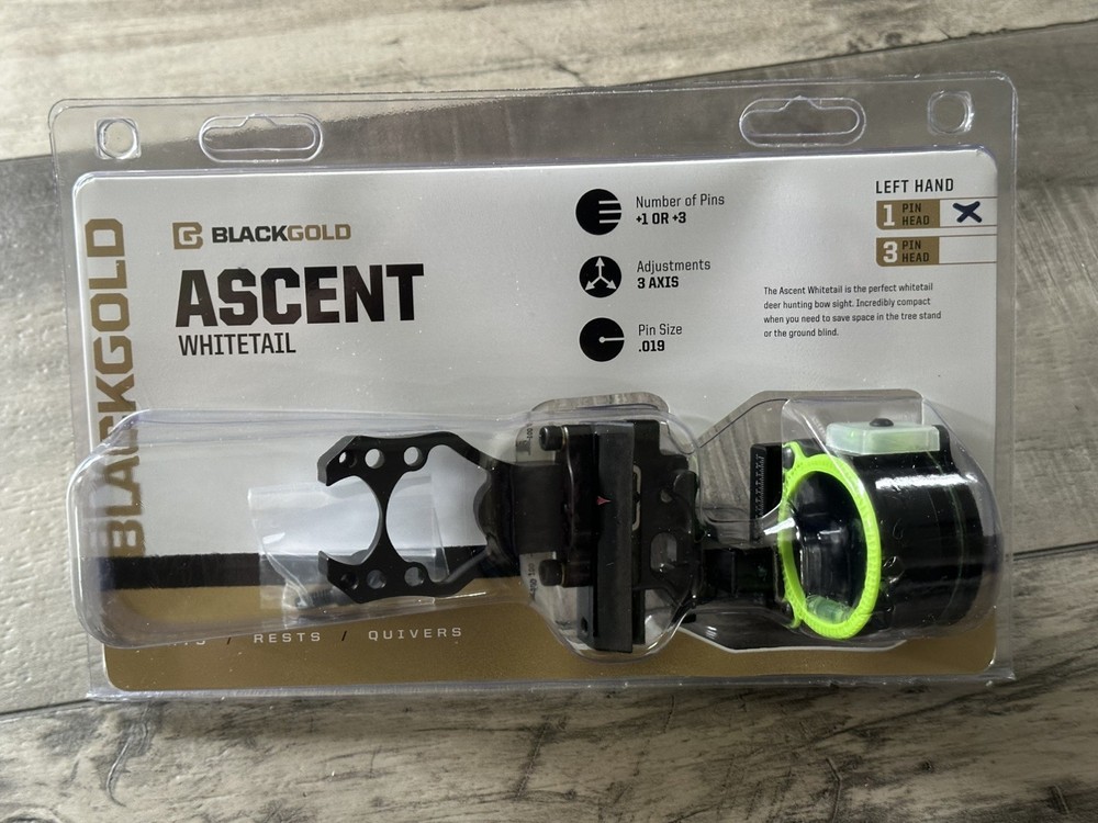 Black Gold Ascent Whitetail Single Pin Compound Bow Sight Left Hand