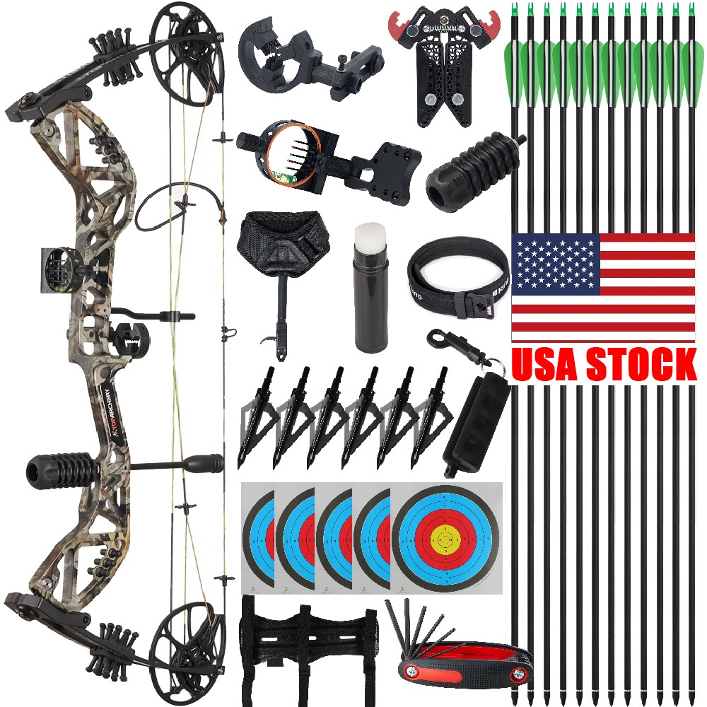 Compound Bow Arrows Set 30-70lbs Adjustable Adult Aluminum Bow Archery Hunting