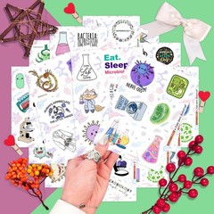 100Pcs Microbiology Stickers for Water Bottle and Laptop – Microbiology Party Fa