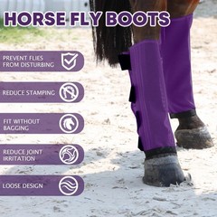 Premium 4-Pack Horse Fly Boots & Leggings Loose-Fit Fine Mesh with Stay-On Fa…