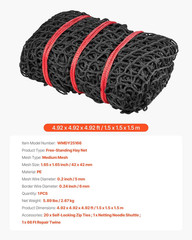 round Bale Hay Net, 4.92 X 4.92 X 4.92 Ft, 1.65 Inch Holes, PE Material, Knotles