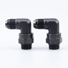 -8 AN Male to -8 AN ORB 90 Degree Swivel Fitting AN8 to AN8 – 2PCS Black