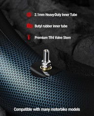Heavy Duty 3.0/3.25-21 Butyl Rubber Inner Tube, TR4 Valve Stem, 2.1mm Thick