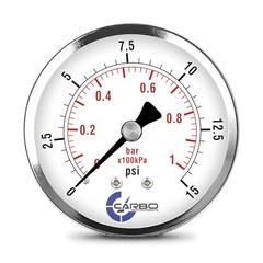 2-1/2″ Pressure Gauge, Chrome Plated Steel Case, Dry/kPa, Back Mount 0-15 psi
