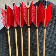 6/12/24PK 29Inch 30inch 32inch Wooden Arrow White Turkey Feather Real Archery