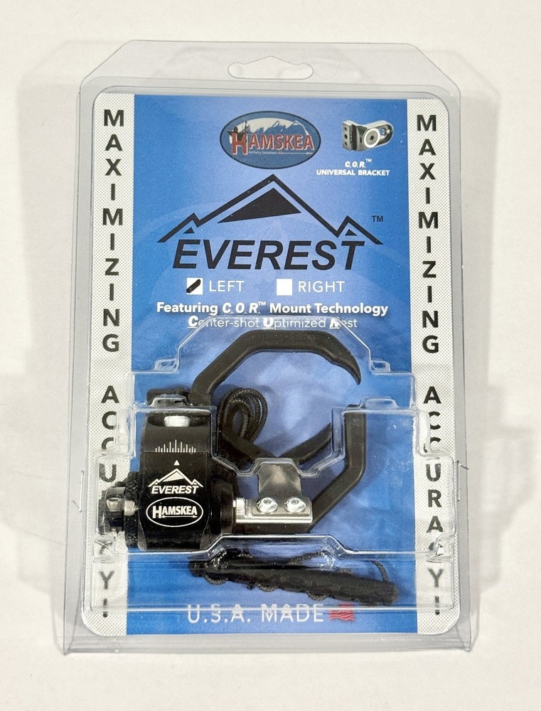Hamskea Everest Arrow Rest w/ C.O.R Riser Interface Mount – Black – Left Hand
