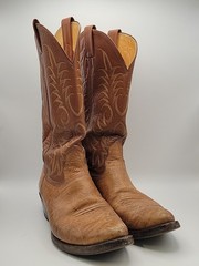 Nocona Brown Leather Western Men’s Boots Classic Patina USA Made 8.5 D Vintage