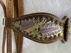 GORGEOUS Custom Crystal & Beaded Tack SET~HEADSTALL~BREAST COLLAR~HAND PAINTED
