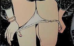 SEXY GIRL STICKER «PANTIES DOWN» 2 5/8 x 1 1/2″ GLOSSY!