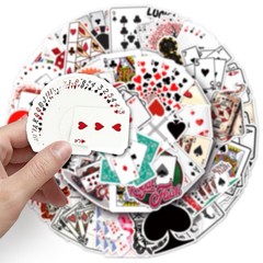 50Pcs Random Classic Card Suites Poker Cartoon Game Room Waterproof Stickers