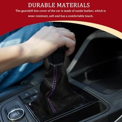 Car Shift Boot Cover, Stick Shift Cover, Suede Leather Manual Black Purple