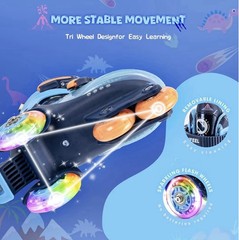 SULIFEEL Kids Adjustable Roller Skates LED Light Up Flash Wheels Size XS Dino