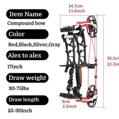 Compound Bow Set Dual-use 30-75lbs Short Axis Archery Hunting Target Shoot RHLH