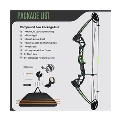 Bowfishing Bow Kit with 3 Arrows 15-45 LBS Draw Length 18″-29.5″, Fishing Ree…