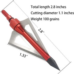 12PCS Archery 100 Grain Hunting Broadheads Stainless Steel Arrowheads with Case