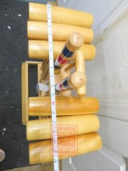 Orvis Croquet Set Rolling Caddy 6-Player Wood Croquet Set w/ 6 Mallets NO BALLS