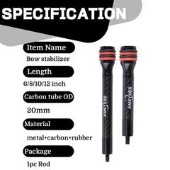 6/8/10/12» CNC Carbon Bow Stabilizer Archery Balance Bar Hunting Shock Absorber