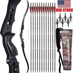 62″ ILF Takedown Recurve Bow 25-60lbs Archery Bow Arrows Hunting Shoot Target RH
