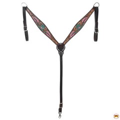 Western Headstall and Breast Collar Set HILASON Tooled Leather Horse Bridle Tack