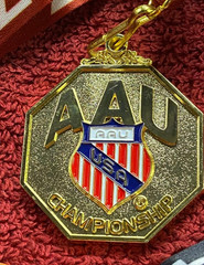 Amateur Athletic Union United States Medal Sport for All & Lanyard Gold Tone M06