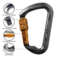 30KN Rock Climbing Carabiner Locking Clip Heavy Duty Tree Arborist Rappel Large
