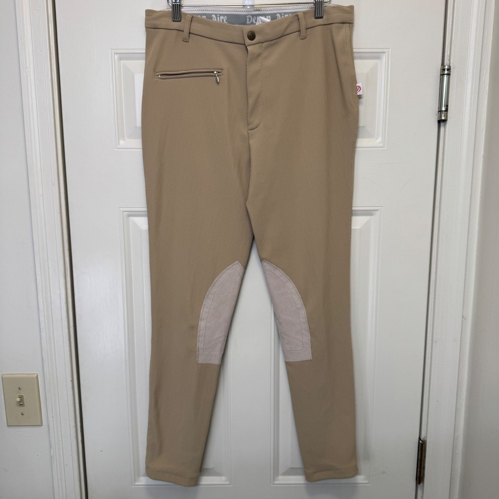 Devon Aire All Pro Classic Show Riding Breeches 32R Beige Equestrian Knee Patch
