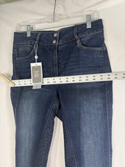Horze Kaia Womens High Waist Denim Silicone Full Seat Breeches Dark Blue Size 28