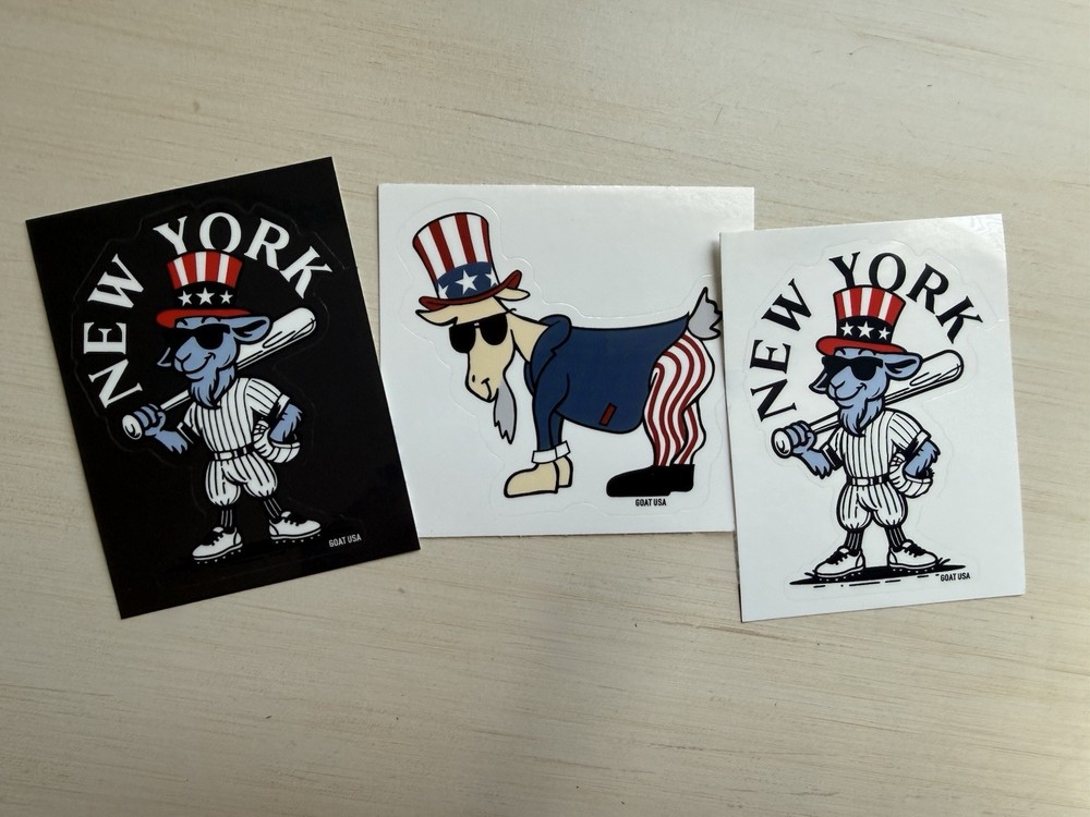 Goat USA Stickers Lot Of 3 NY Yankees Uncle Sam New
