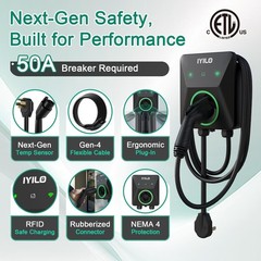 Level 2 EV Charger, 40Amp/9.6KW, J1772, NEMA 14-50R, Wall Electric Car Charger
