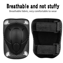 Knee Pads for Kids， Knee Pads and Elbow Pads Set Medium（6-12years） Black