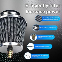 38mm 39mm 40mm Air Filter with 10mm Nipple, Universal Air Intake Filter silver