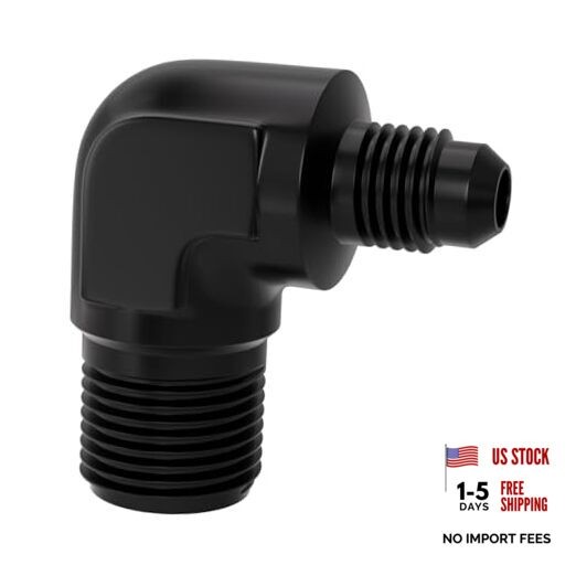 4AN to 3/8″ NPT 90 Degree Aluminium Male Fitting Adapter () YZSTL-4AN-3/8NPT-90