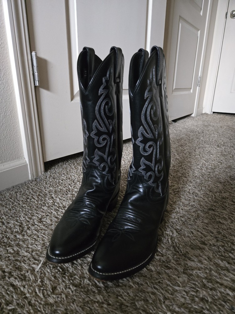 Black Justin Western Cowboy Boots Size 8.5 D Style Code 1409