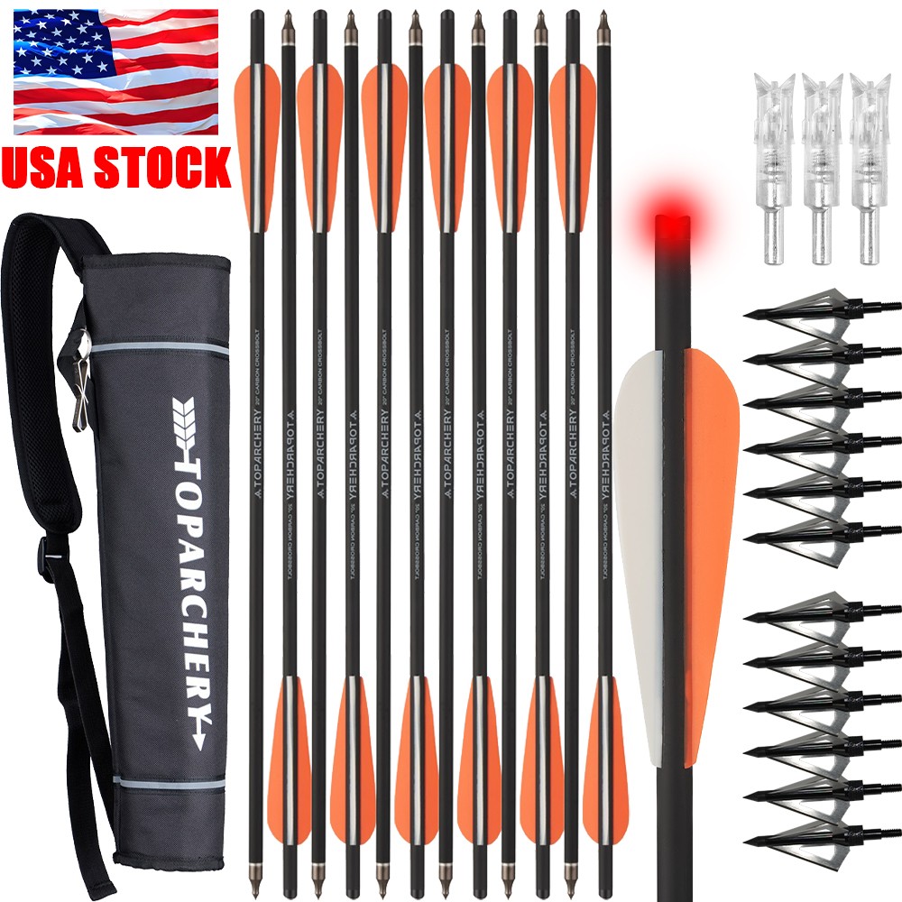 20″ Carbon Crossbow Bolts OD 8.8mm +/or Quiver Archery Hunting Arrows Shooting