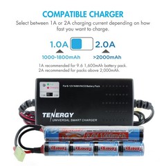 Tenergy 9.6V 1600mAh NiMH Battery Pack for AEG Airsoft w/ Mini Tamiya