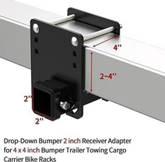 Adapter Receiver Fits for 4 x 4 inches RV Bumper Square Hitch Receiver 2 inch