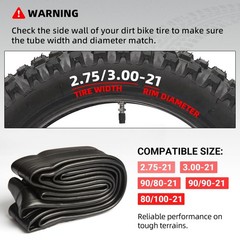 AR-PRO 2.75/3.00-21″ Dirt Bike Inner Tube, 90/90-21 80/100-21 Heavy Duty Motor