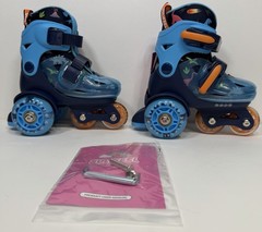SULIFEEL Kids Adjustable Roller Skates LED Light Up Flash Wheels Size XS Dino