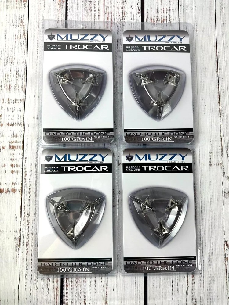 4 packs 🏹🎯 Muzzy 3 BLADE Trocar 100 Grain Archery Hunting Fixed Broadhead 🏹🎯