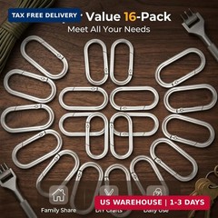 16 Pcs Carabiners Clip,Oval Shape Cute Carabiner Keychain Clip Aluminum Hook Acc